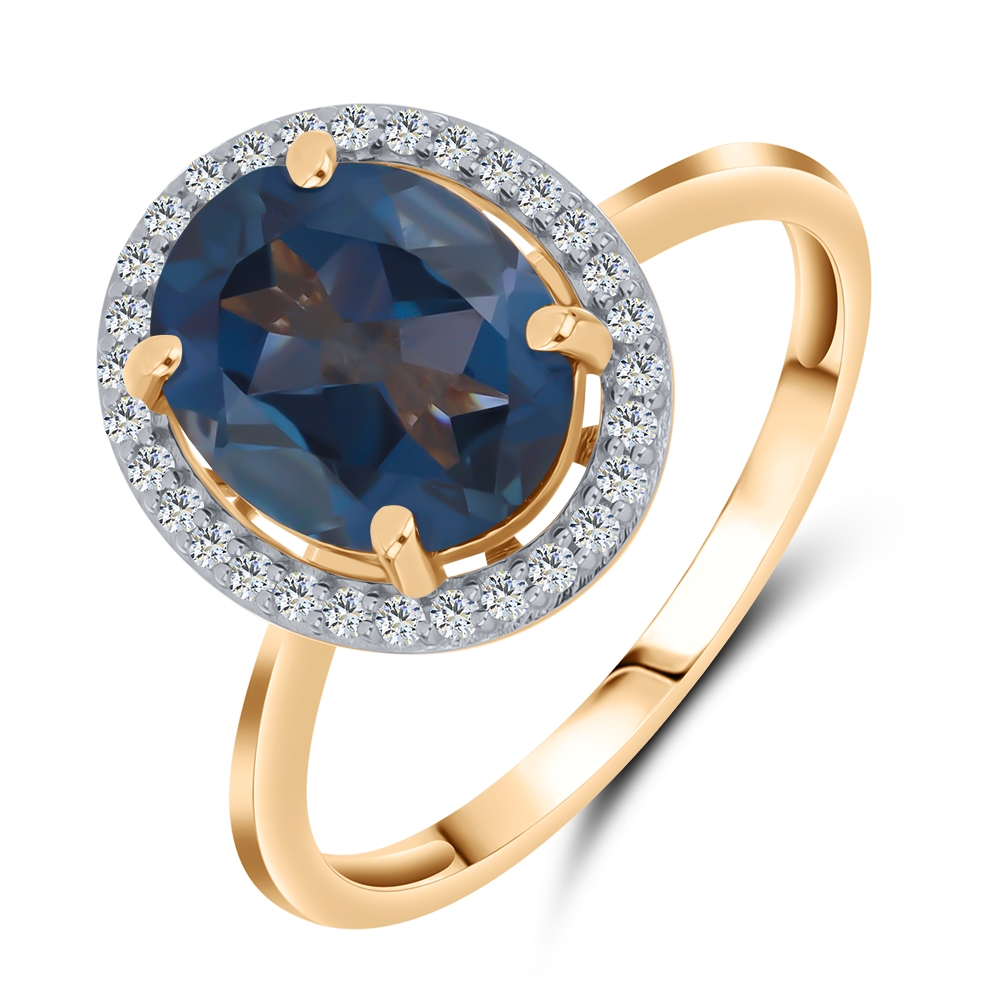 Inel din aur roz cu pietre Cubic Zirconia Incolor, Topaz London