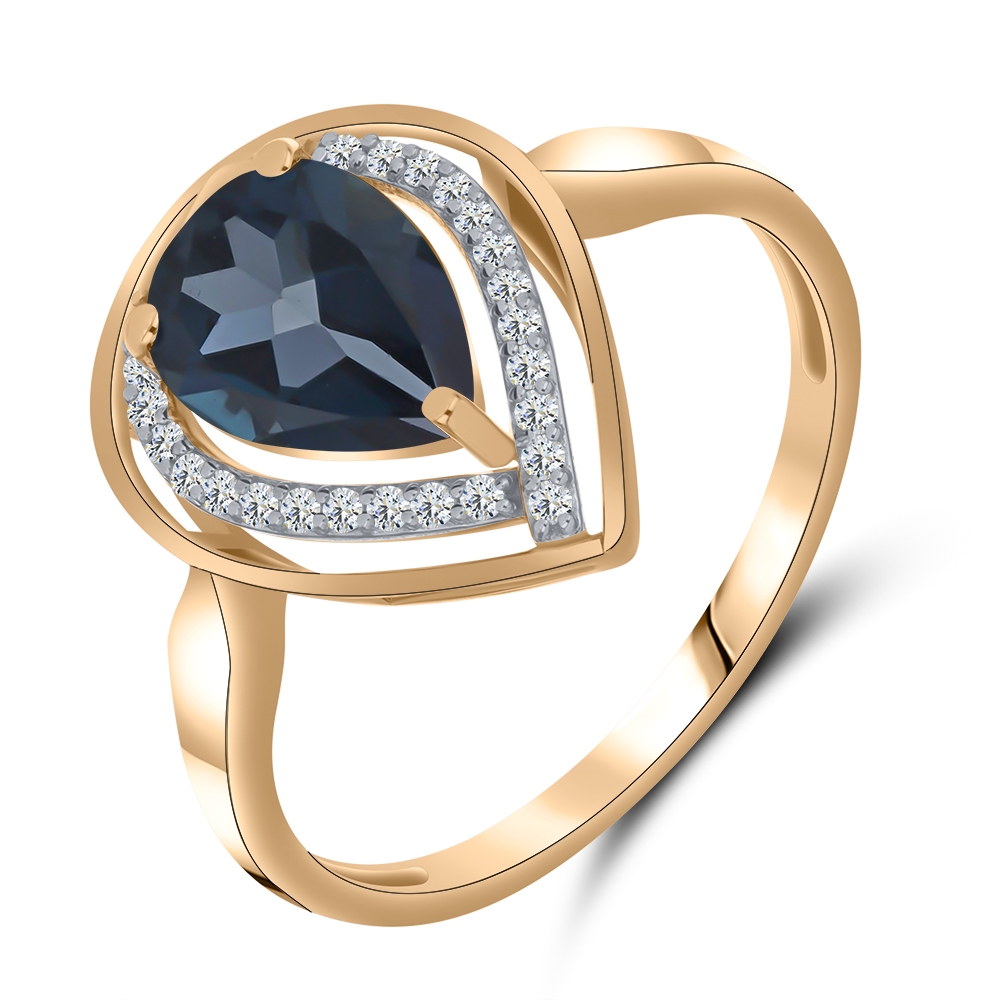 Inel din aur roz cu pietre Cubic Zirconia Incolor, Topaz London
