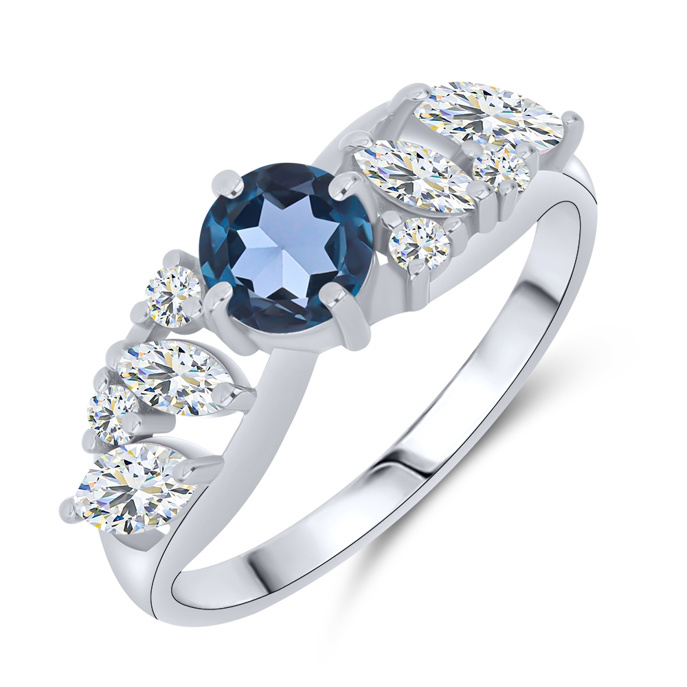 Inel din aur alb cu pietre Cubic Zirconia Incolor, Topaz London