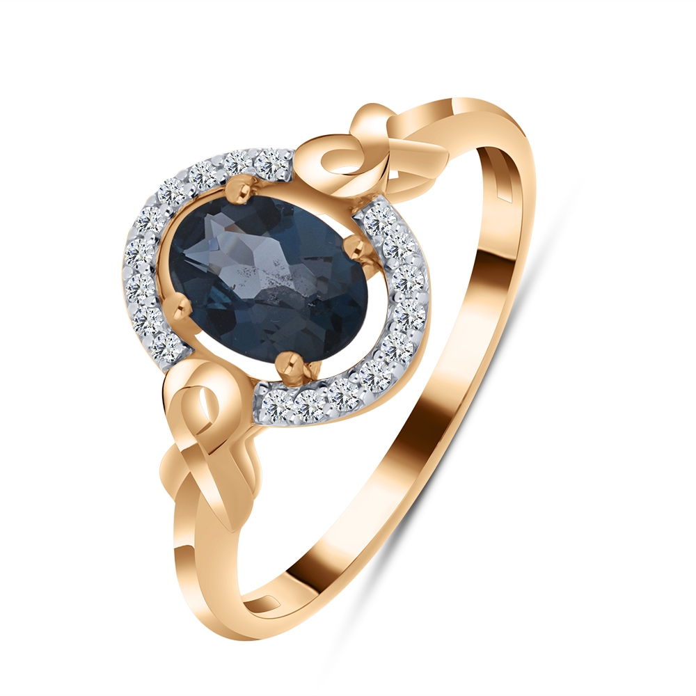 Inel din aur roz cu pietre Cubic Zirconia Incolor, Topaz London
