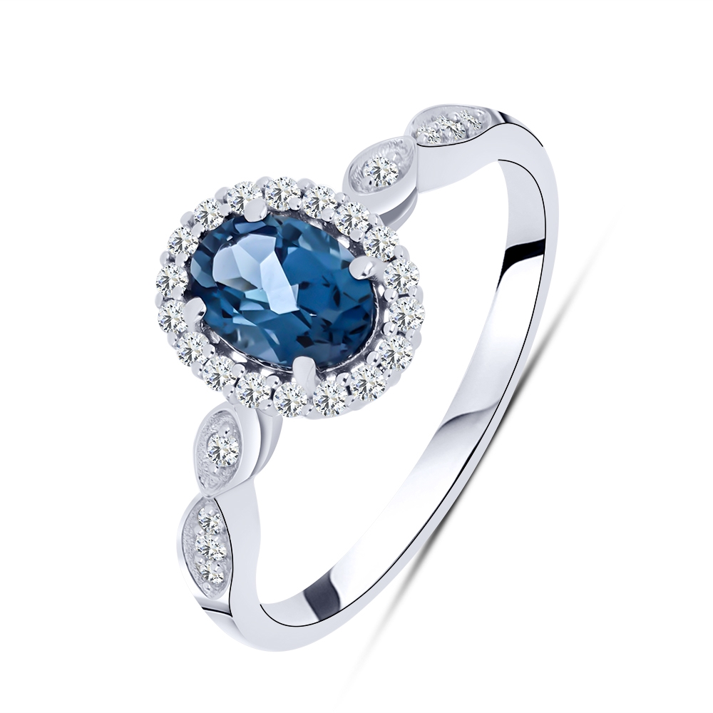 Inel din aur alb cu pietre Cubic Zirconia Incolor, Topaz London