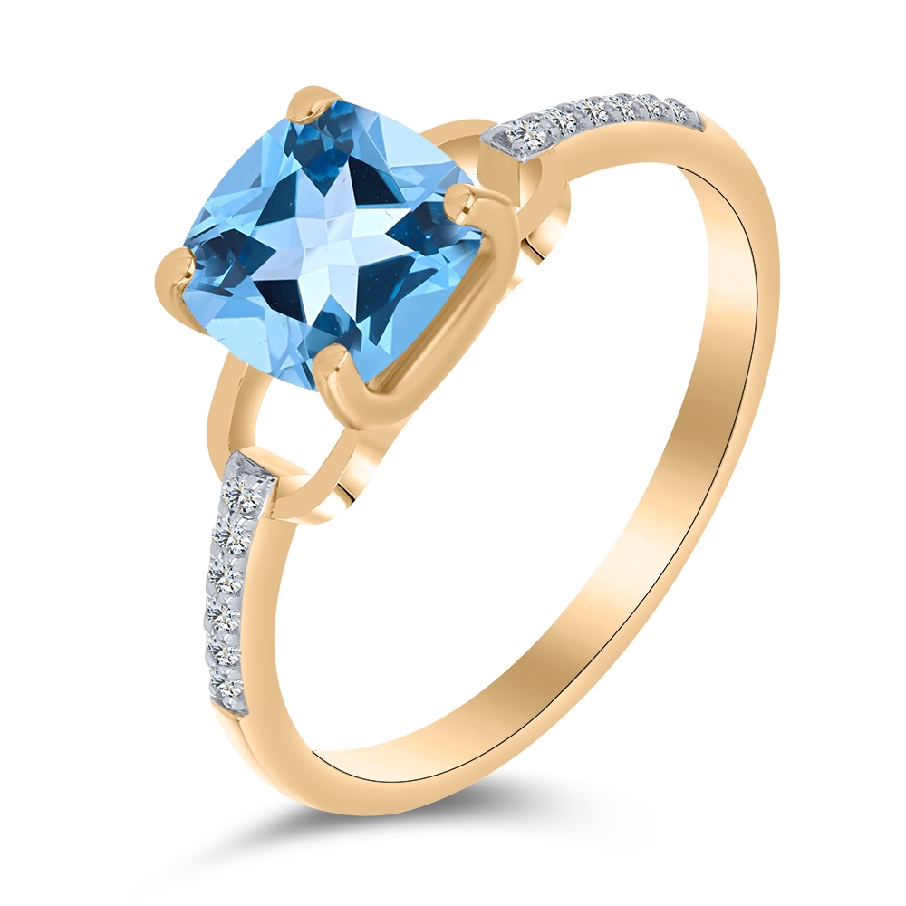 Inel din aur roz cu pietre Cubic Zirconia Incolor, Topaz Swiss