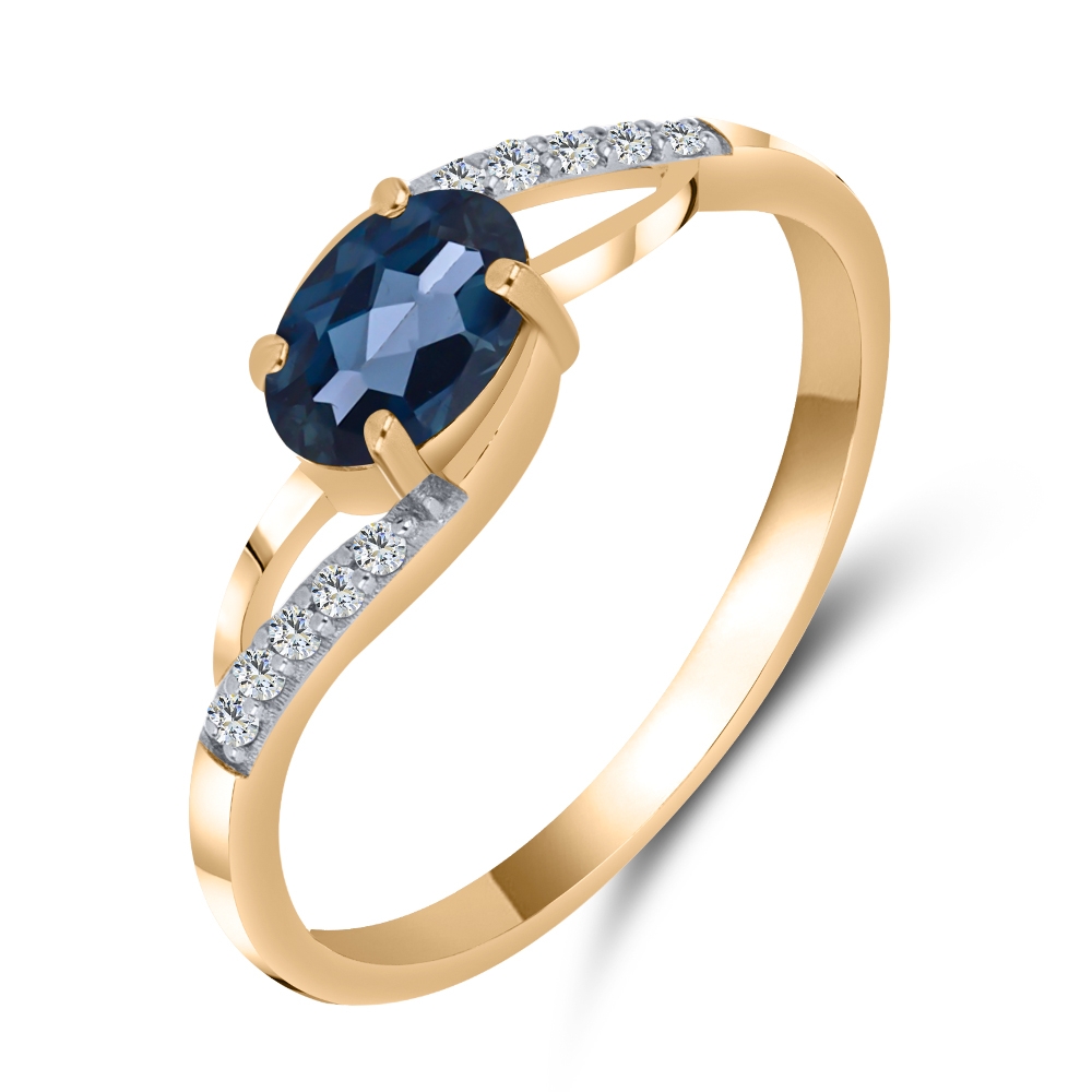 Inel din aur roz cu pietre Cubic Zirconia Incolor, Topaz London