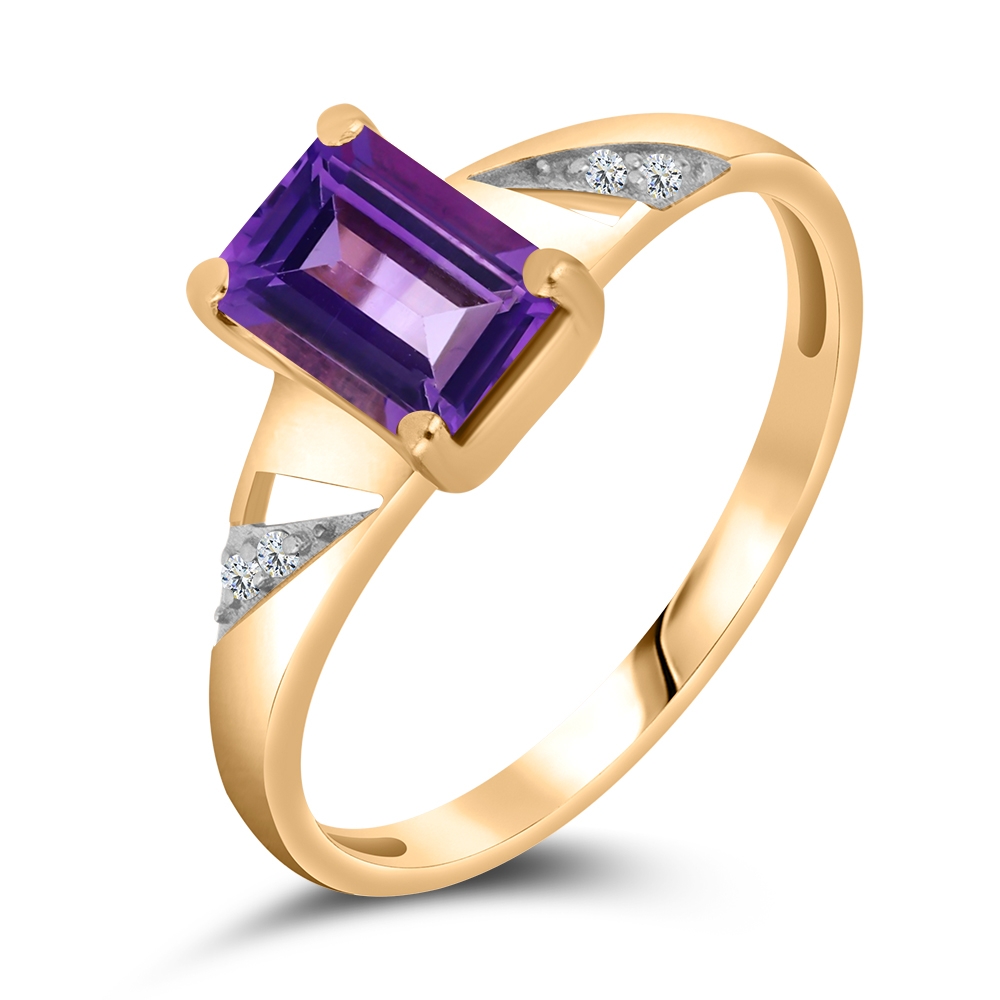 Inel din aur roz cu pietre Cubic Zirconia Incolor, Ametist