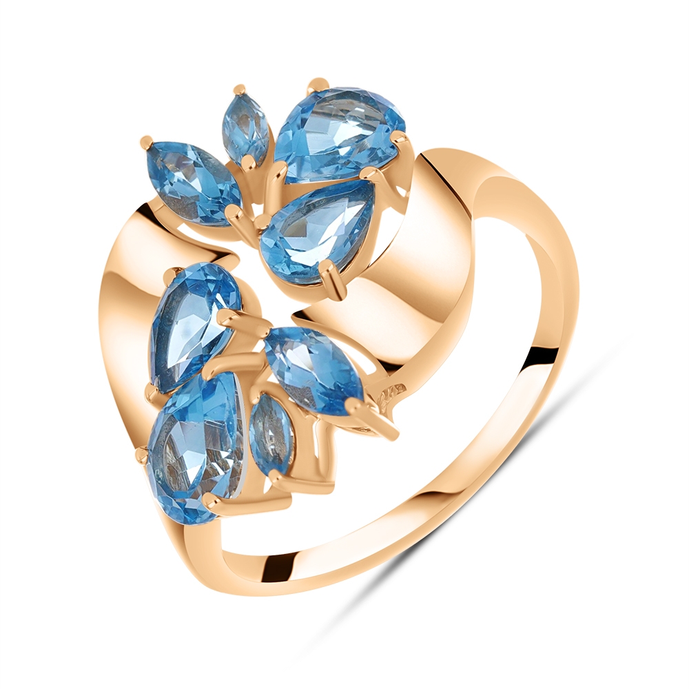 Inel din aur roz cu pietre Topaz Swiss