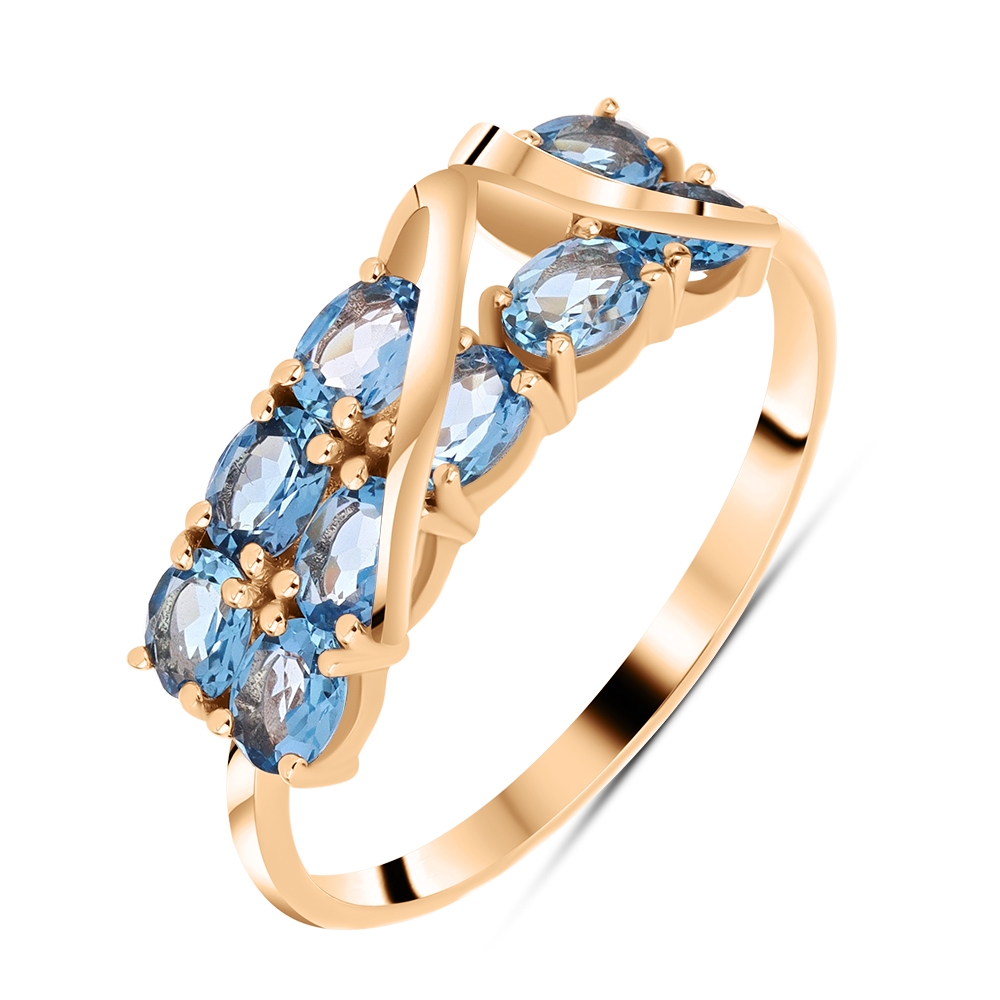 Inel din aur roz cu pietre Topaz Swiss