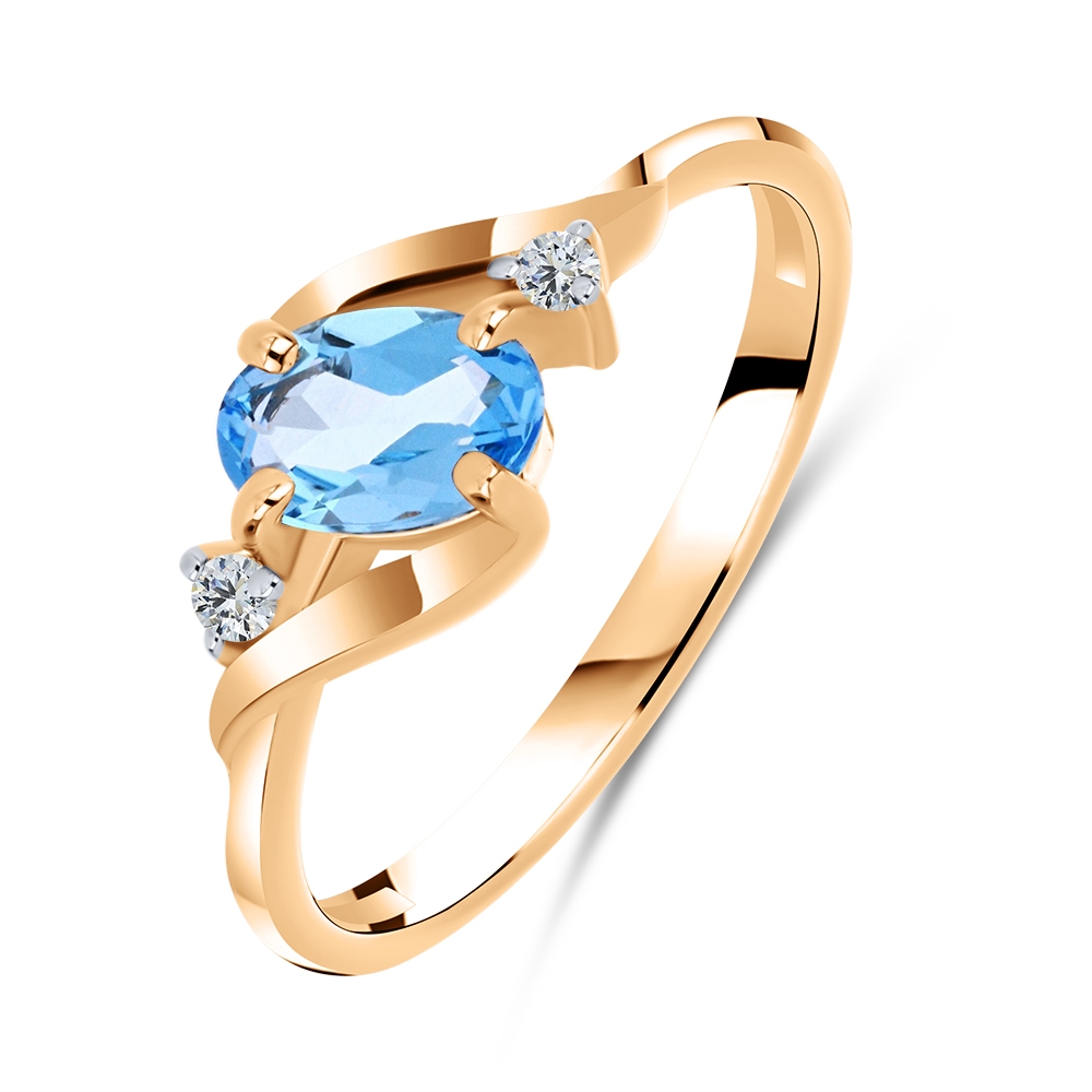 Inel din aur roz cu pietre Cubic Zirconia Incolor, Topaz Swiss