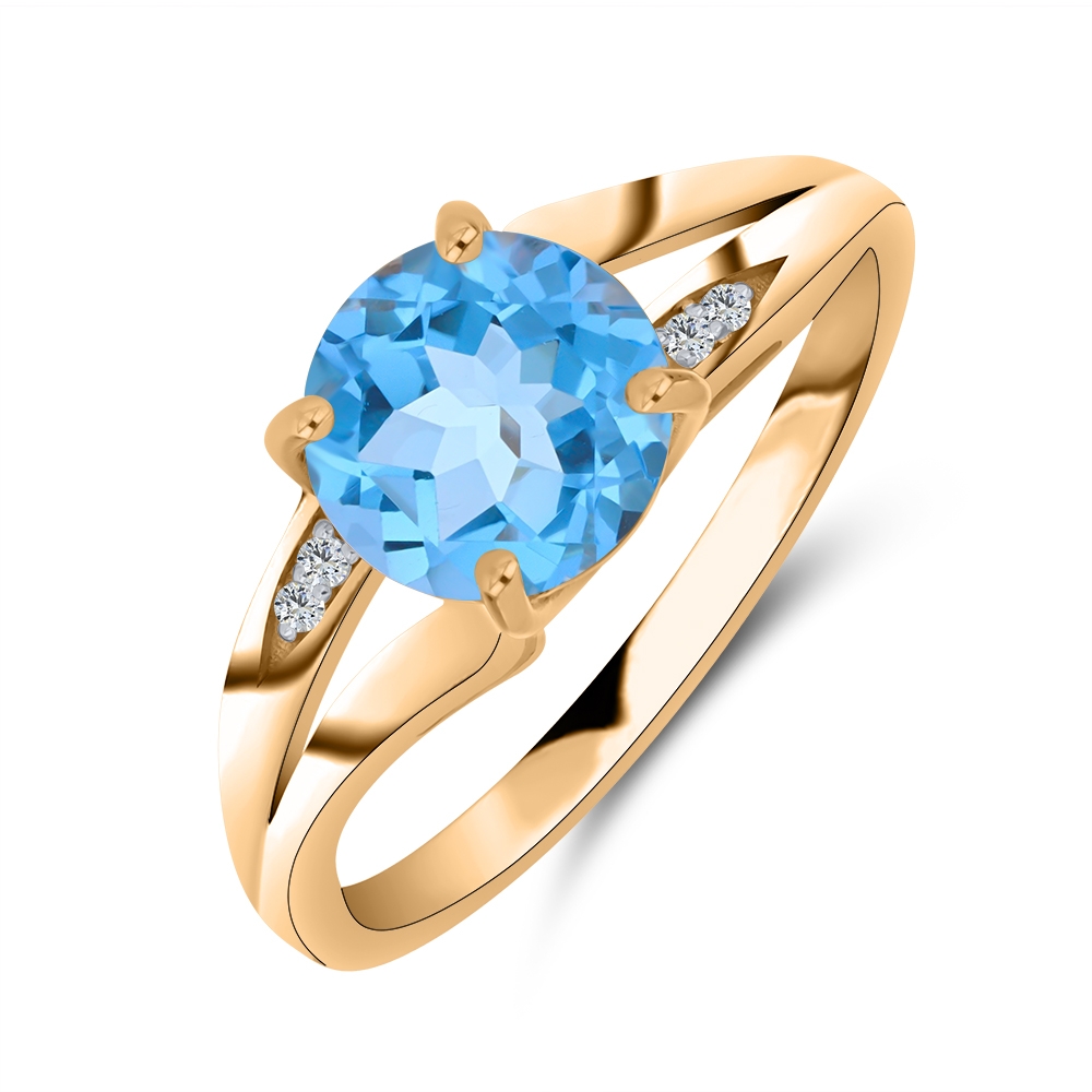 Inel din aur roz cu pietre Cubic Zirconia Incolor, Topaz Swiss
