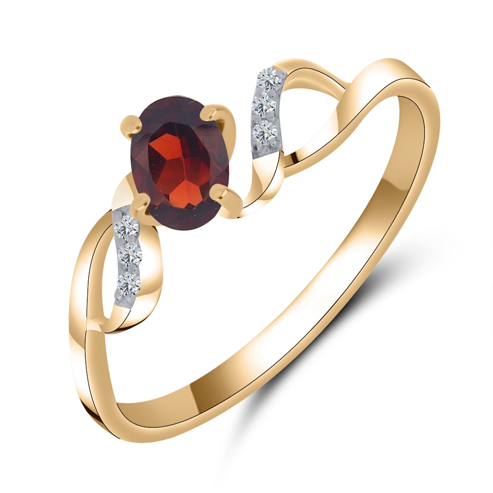 Inel din aur roz cu pietre Cubic Zirconia Incolor, Granat