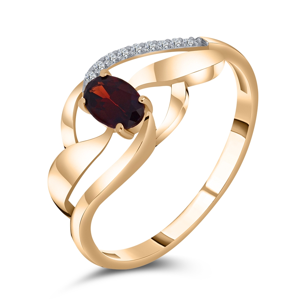 Inel din aur roz cu pietre Cubic Zirconia Incolor, Granat