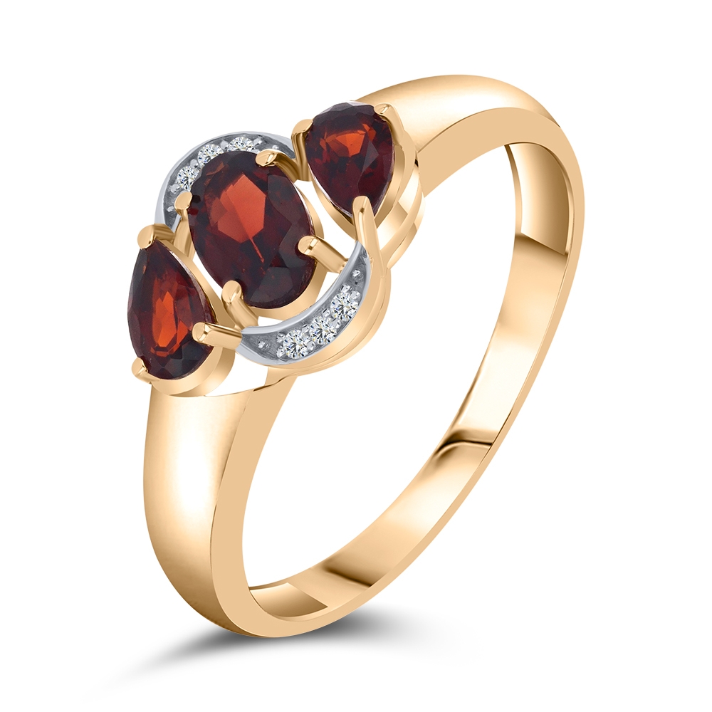 Inel din aur roz cu pietre Cubic Zirconia Incolor, Granat