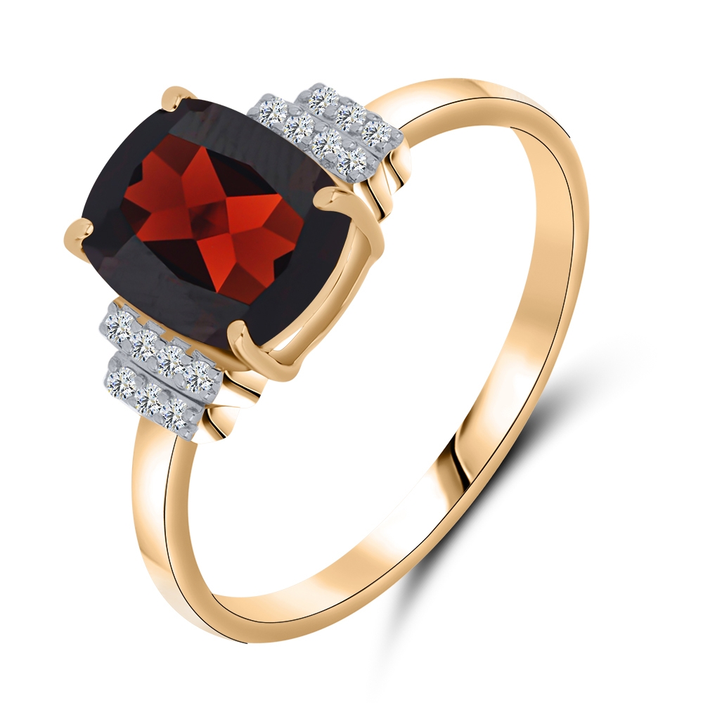 Inel din aur roz cu pietre Cubic Zirconia Incolor, Granat