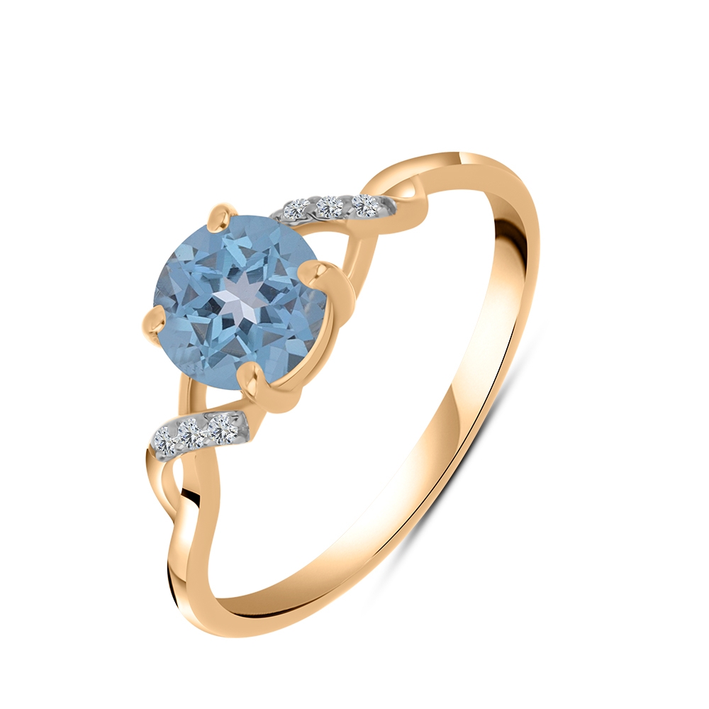 Inel din aur roz cu pietre Topaz Swiss