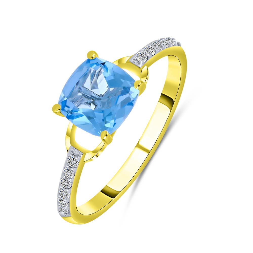 Inel din aur galben cu pietre Diamant, Topaz Swiss