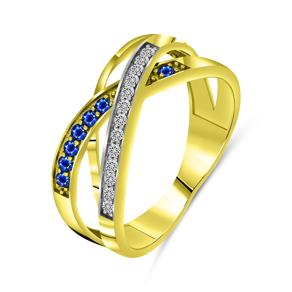 Inel din aur galben cu pietre Diamant, Safir
