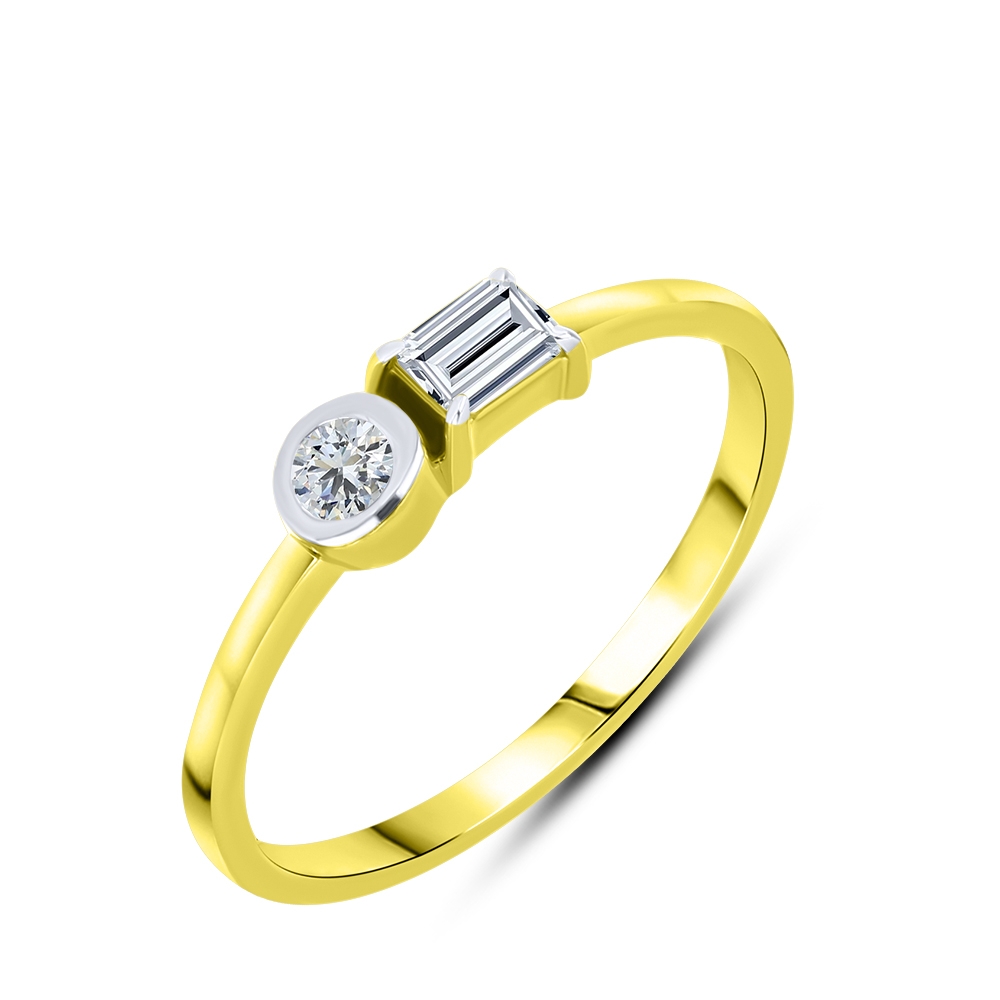 Inel din aur galben cu pietre Cubic Zirconia Incolor