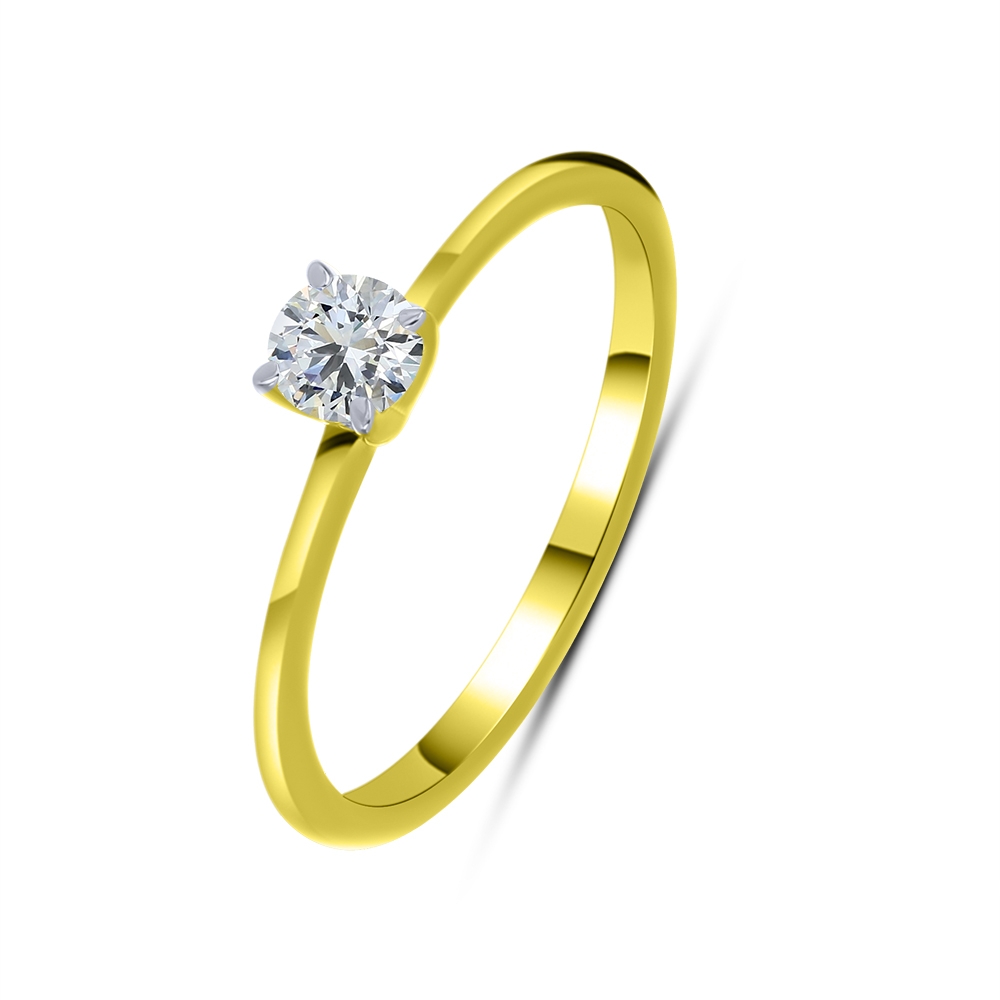 Inel din aur galben cu pietre Cubic Zirconia Incolor