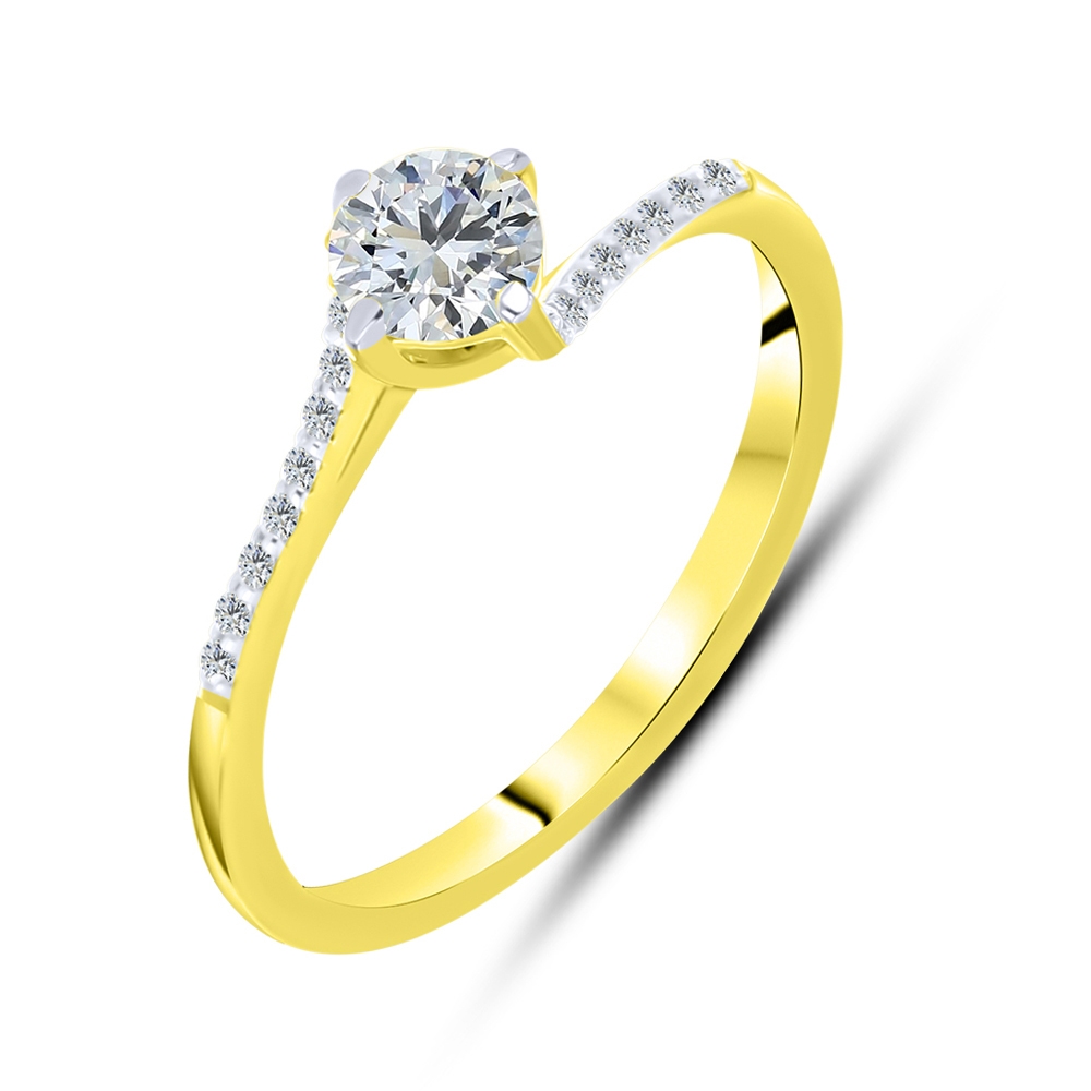 Inel din aur galben cu pietre Cubic Zirconia Incolor