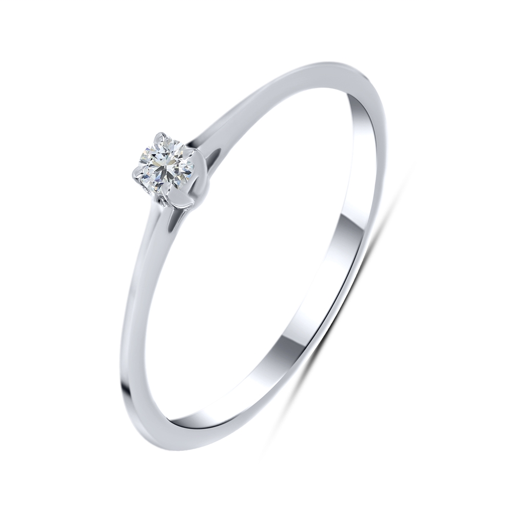 Inel din aur alb cu pietre Cubic Zirconia Incolor