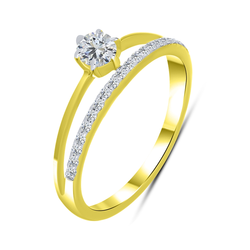 Inel din aur galben cu pietre Cubic Zirconia Incolor