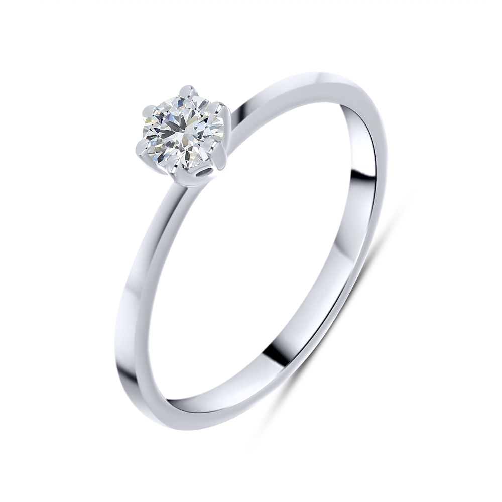 Inel din aur alb cu pietre Cubic Zirconia Incolor