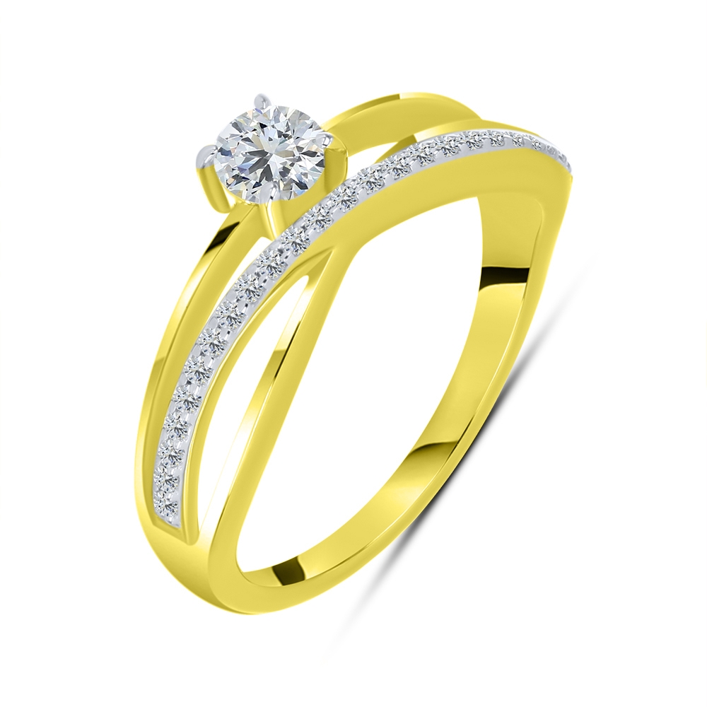 Inel din aur galben cu pietre Cubic Zirconia Incolor