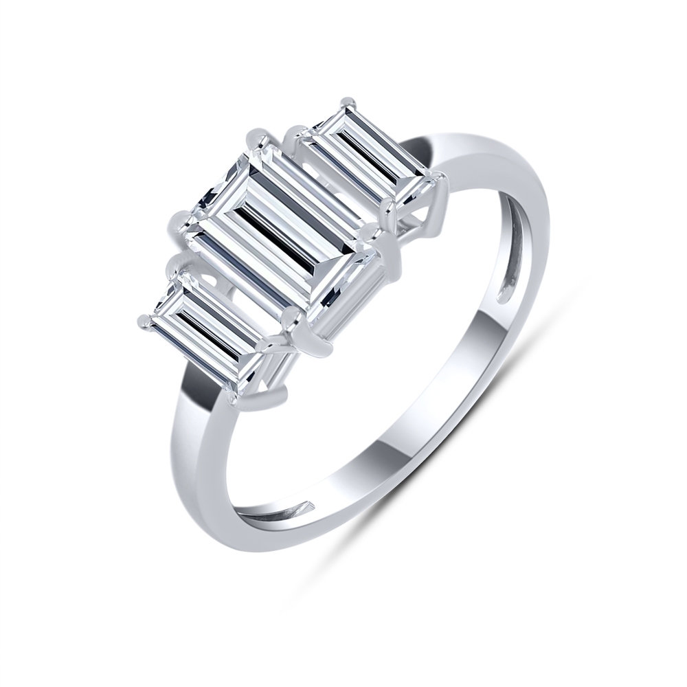 Inel din aur alb cu pietre Cubic Zirconia Incolor