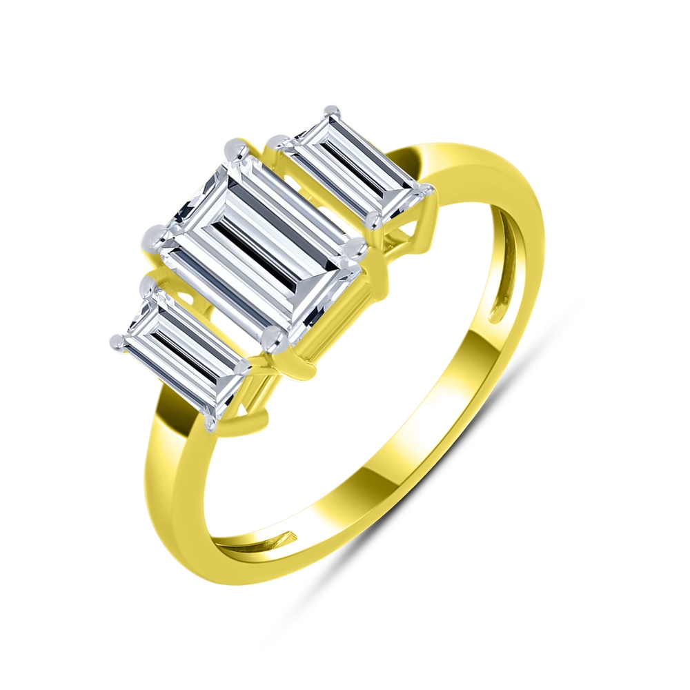 Inel din aur galben cu pietre Cubic Zirconia Incolor
