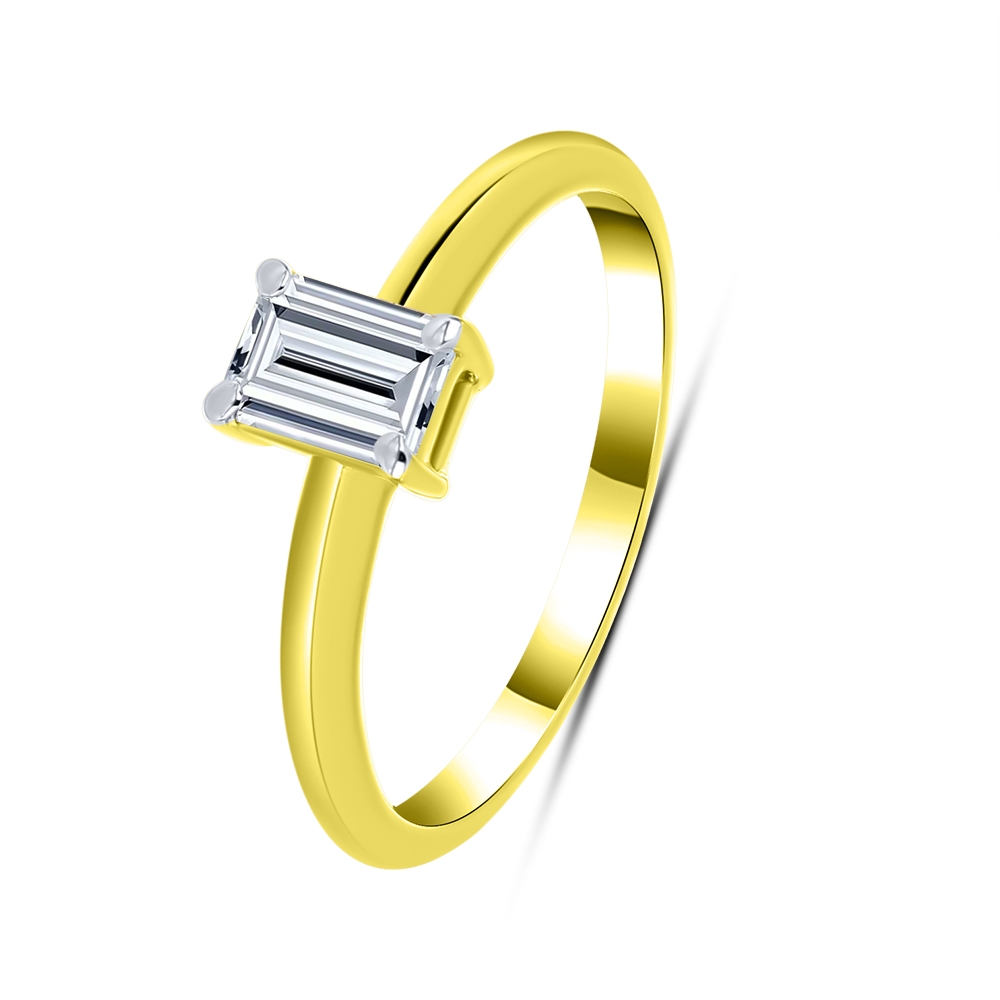 Inel din aur galben cu pietre Diamant crescut