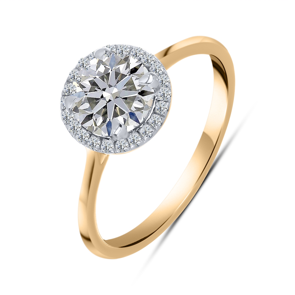 Inel din aur roz cu pietre Diamant crescut