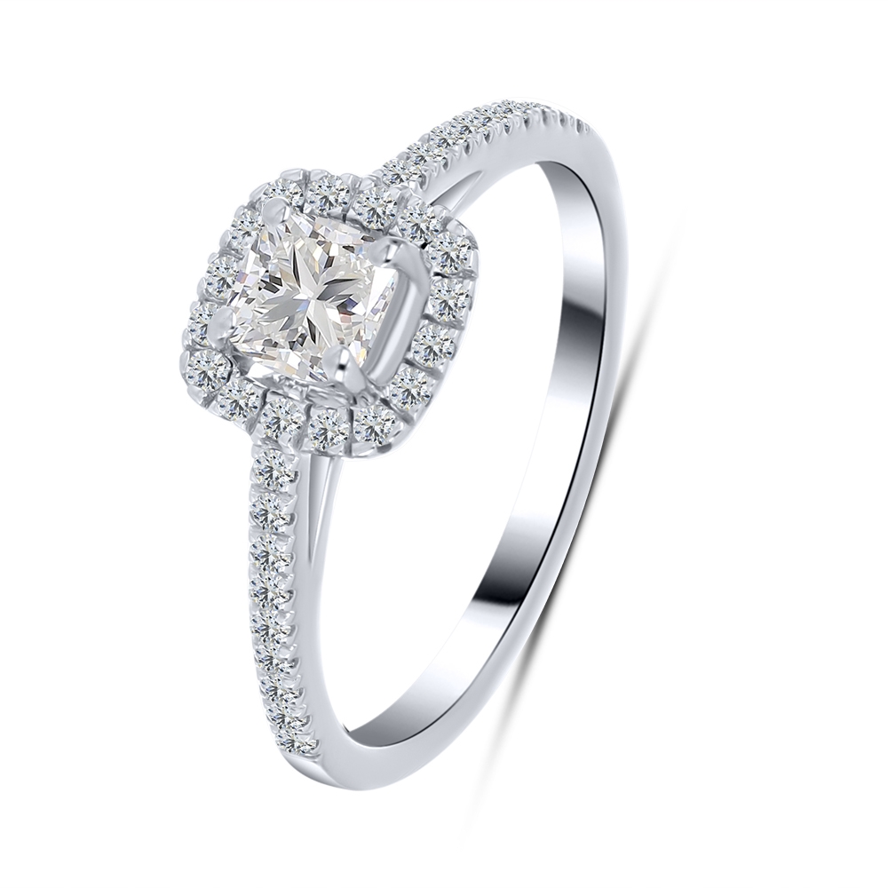 Inel din aur alb cu pietre Diamant crescut