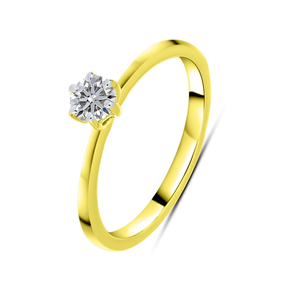 Inel din aur galben cu pietre Diamant crescut