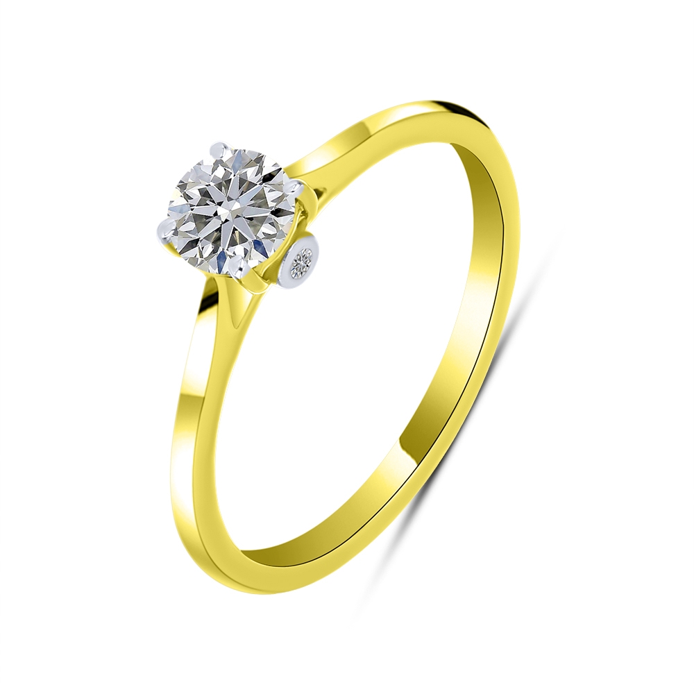 Inel din aur galben cu pietre Diamant crescut