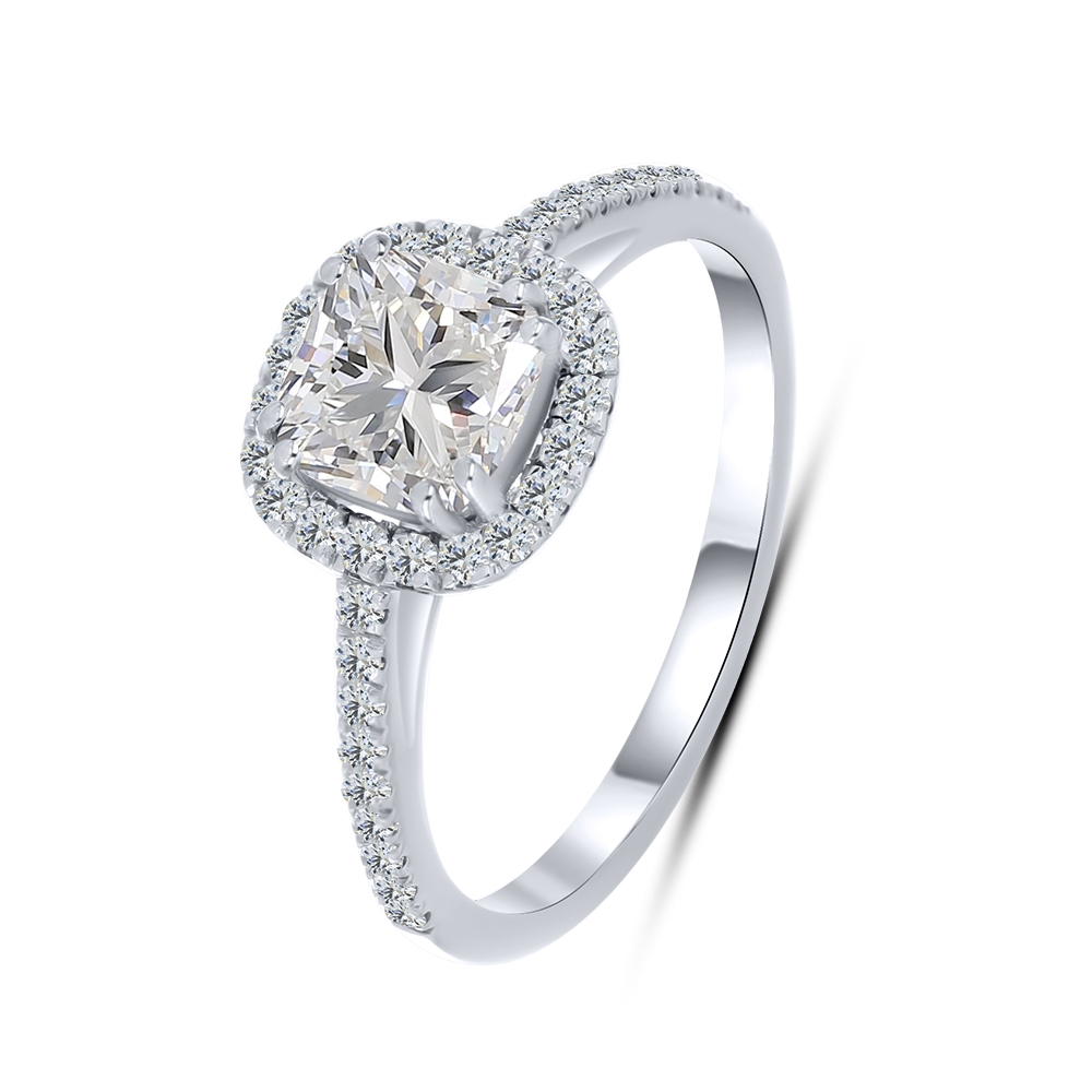 Inel din aur alb cu pietre Diamant crescut