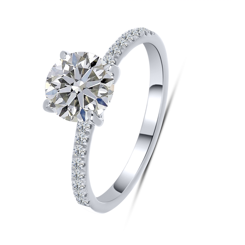 Inel din aur alb cu pietre Diamant crescut