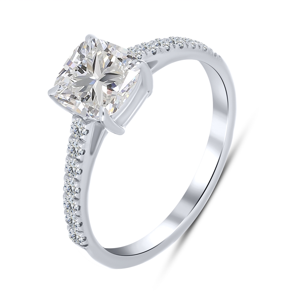 Inel din aur alb cu pietre Diamant crescut