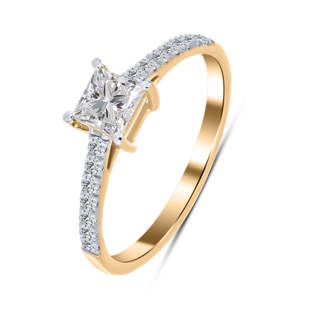 Inel din aur roz cu pietre Diamant crescut