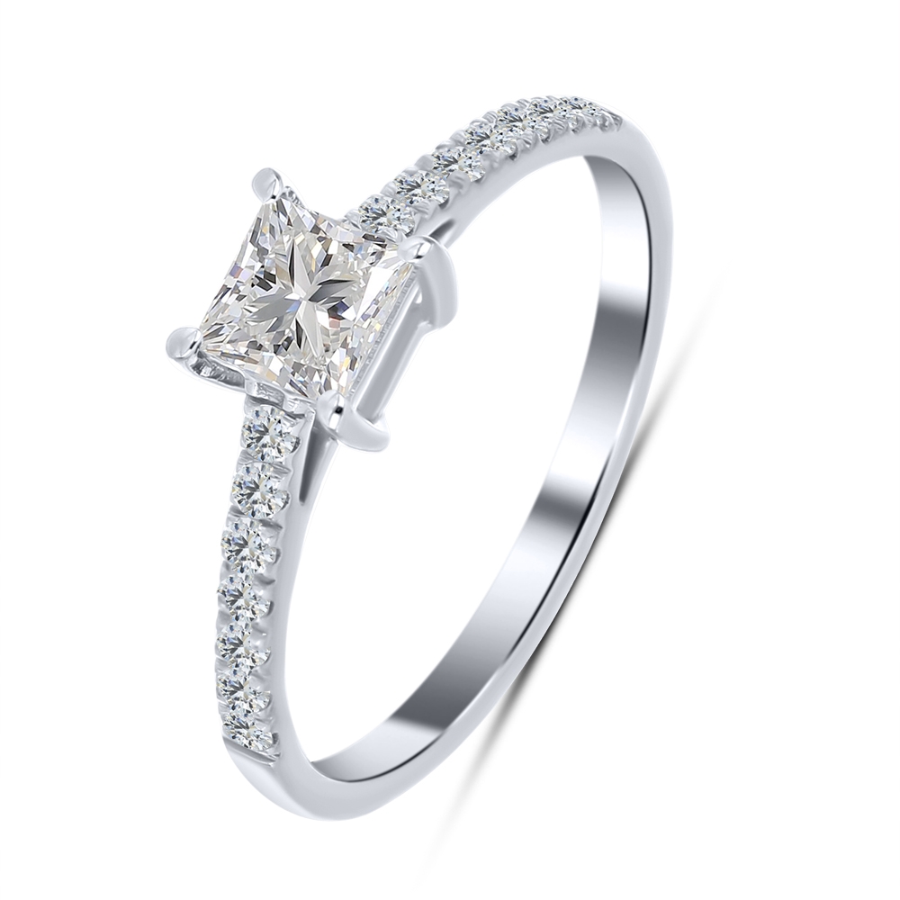 Inel din aur alb cu pietre Diamant crescut