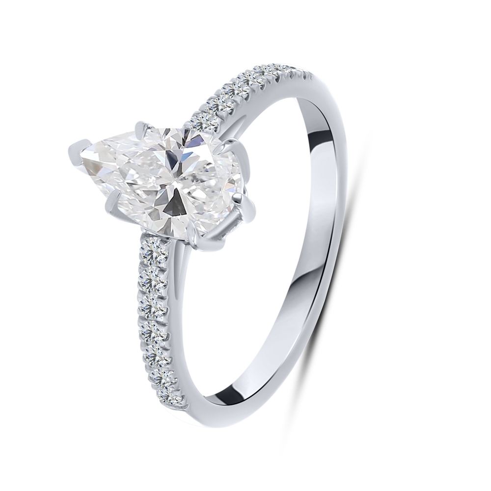 Inel din aur alb cu pietre Diamant crescut