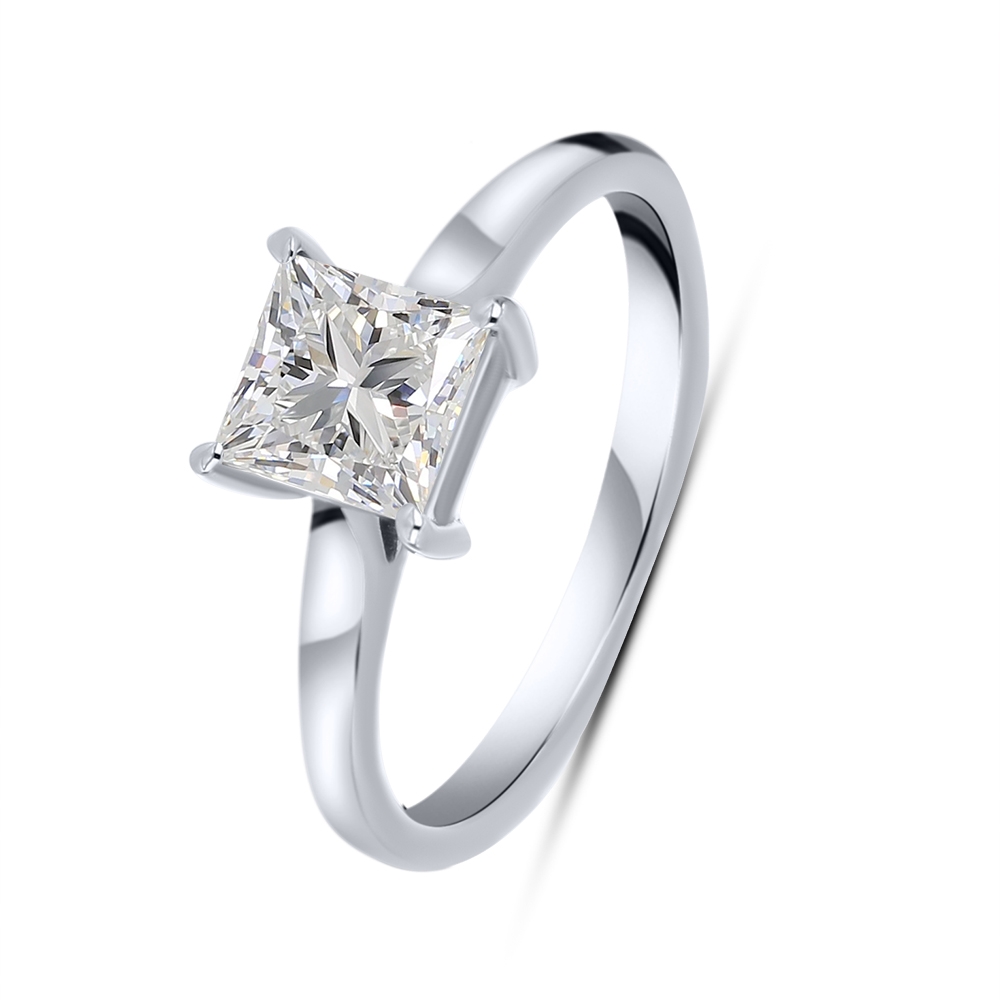 Inel din aur alb cu pietre Diamant crescut