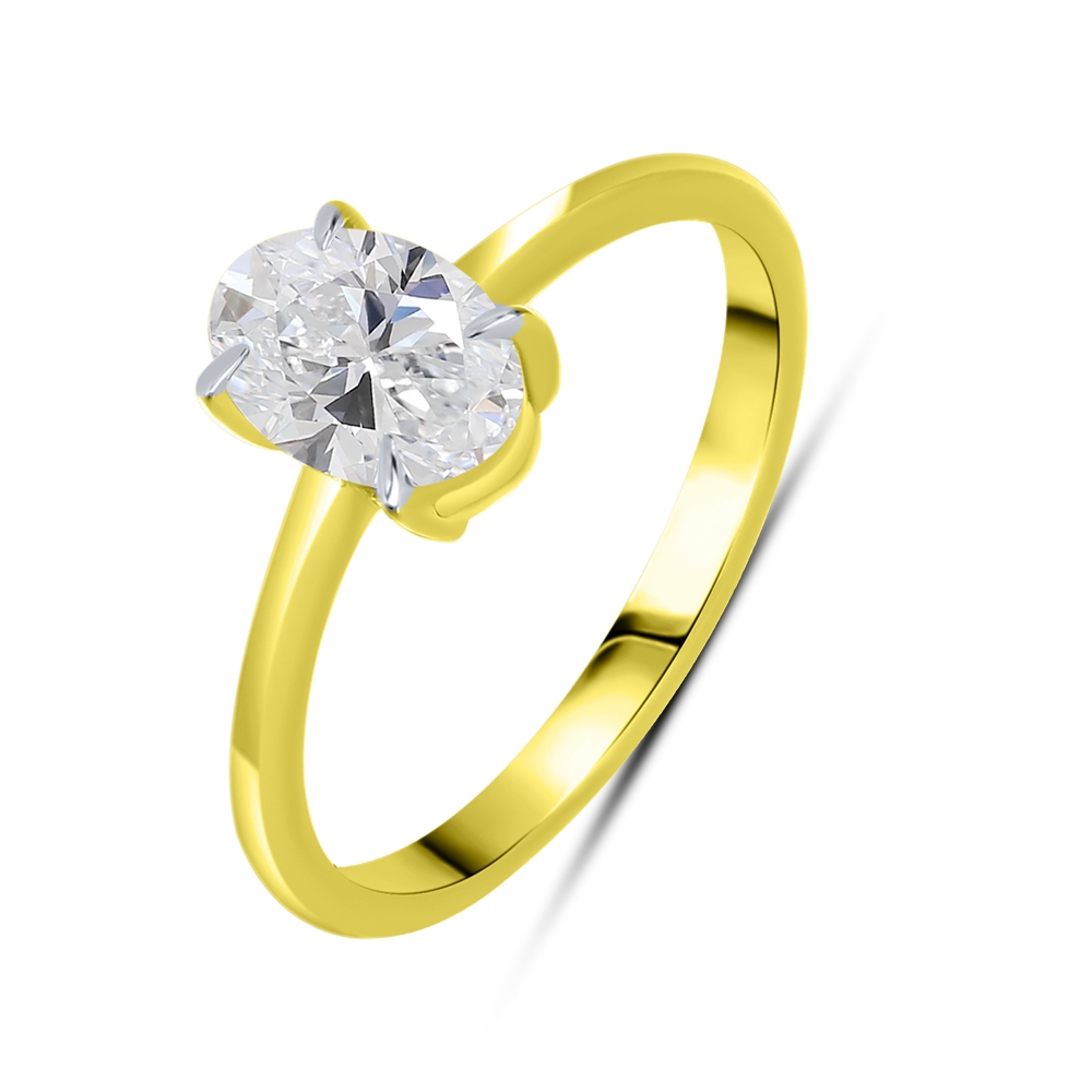 Inel din aur galben cu pietre Diamant crescut