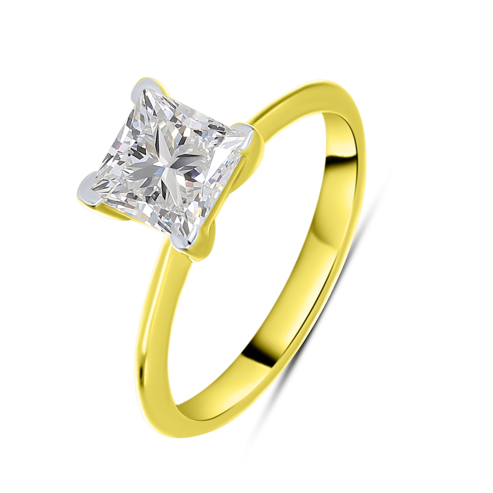 Inel din aur galben cu pietre Diamant crescut