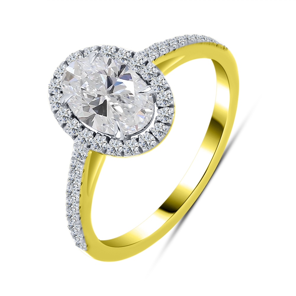 Inel din aur galben cu pietre Diamant crescut