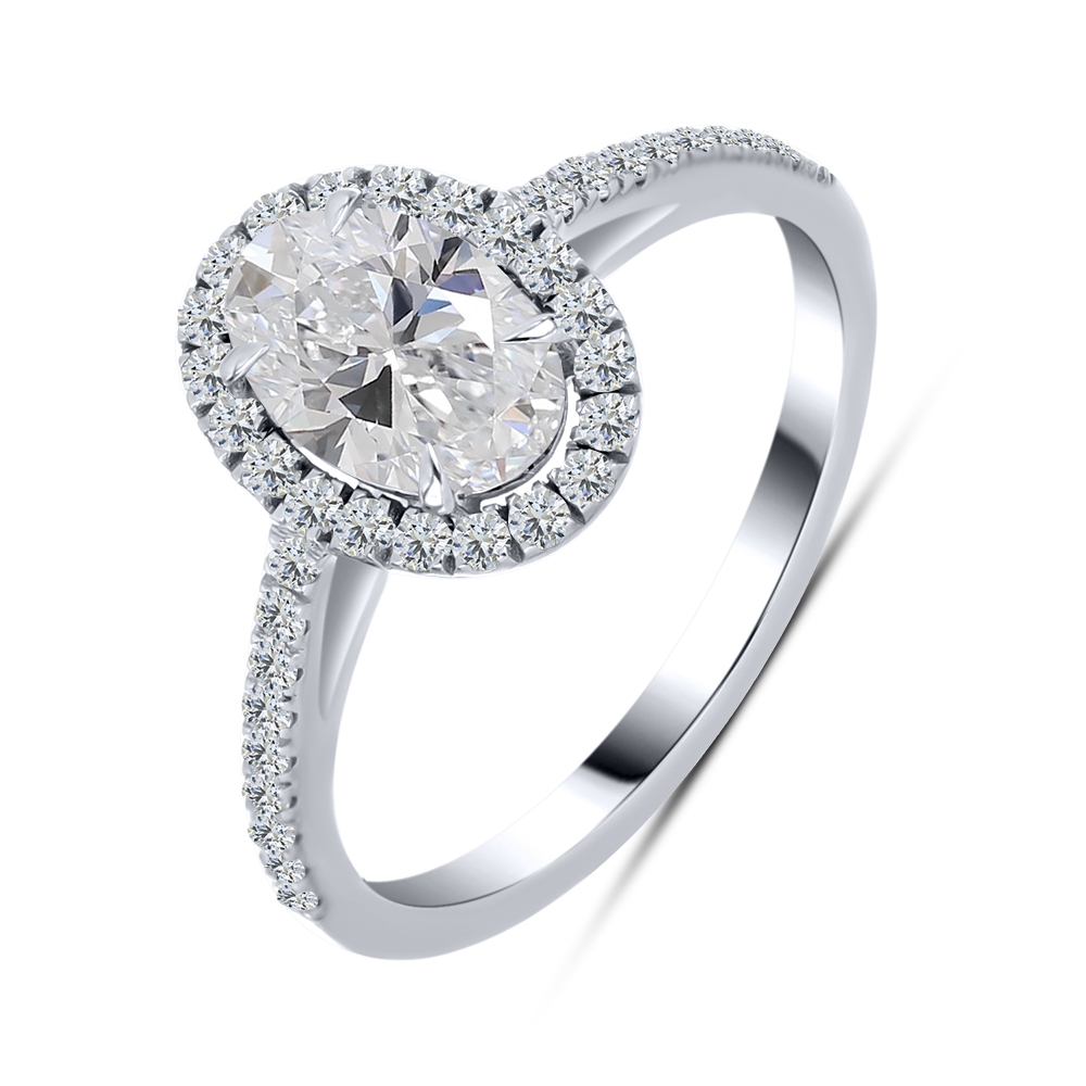 Inel din aur alb cu pietre Diamant crescut