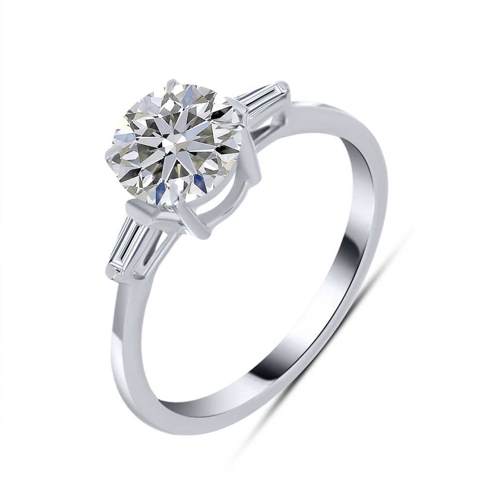 Inel din aur alb cu pietre Diamant crescut