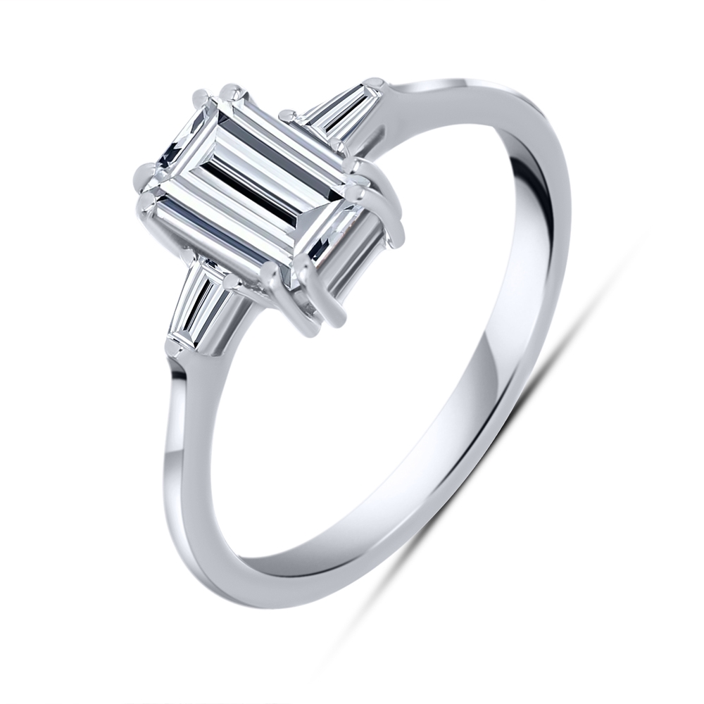 Inel din aur alb cu pietre Diamant crescut