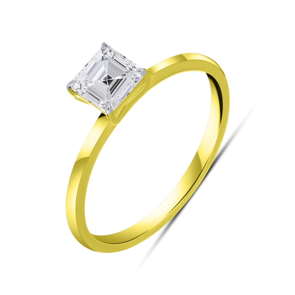 Inel din aur galben cu pietre Diamant crescut