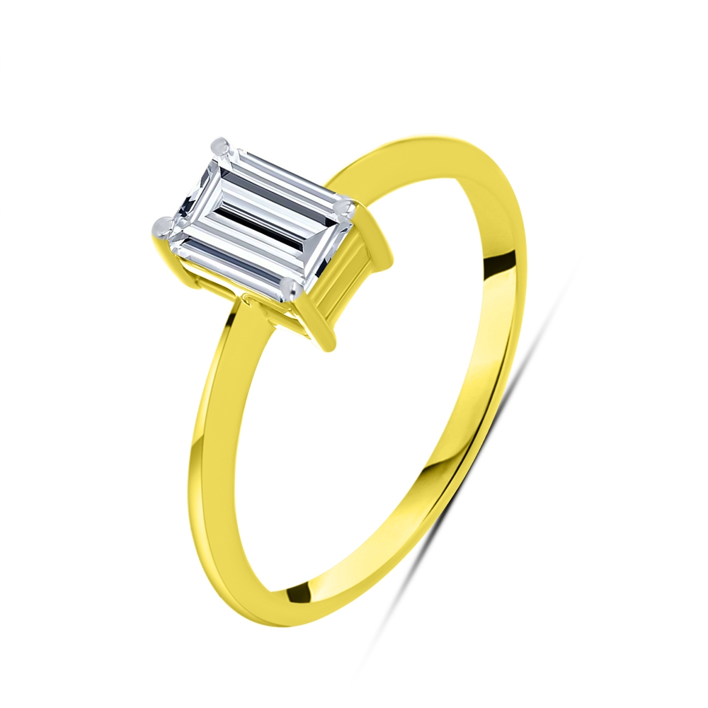 Inel din aur galben cu pietre Diamant crescut