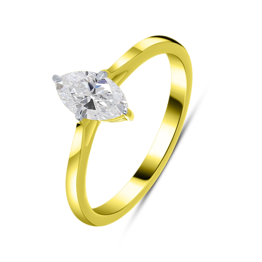 Inel din aur galben cu pietre Diamant crescut