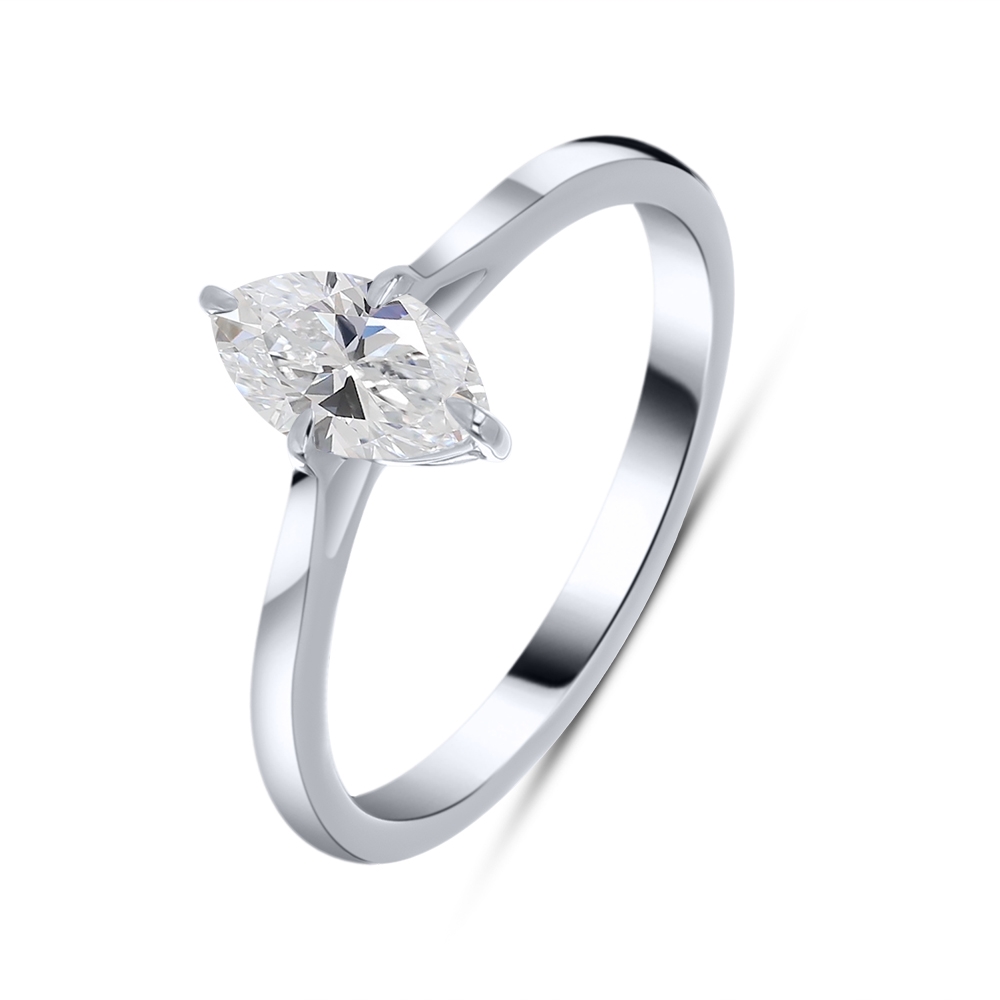 Inel din aur alb cu pietre Diamant crescut